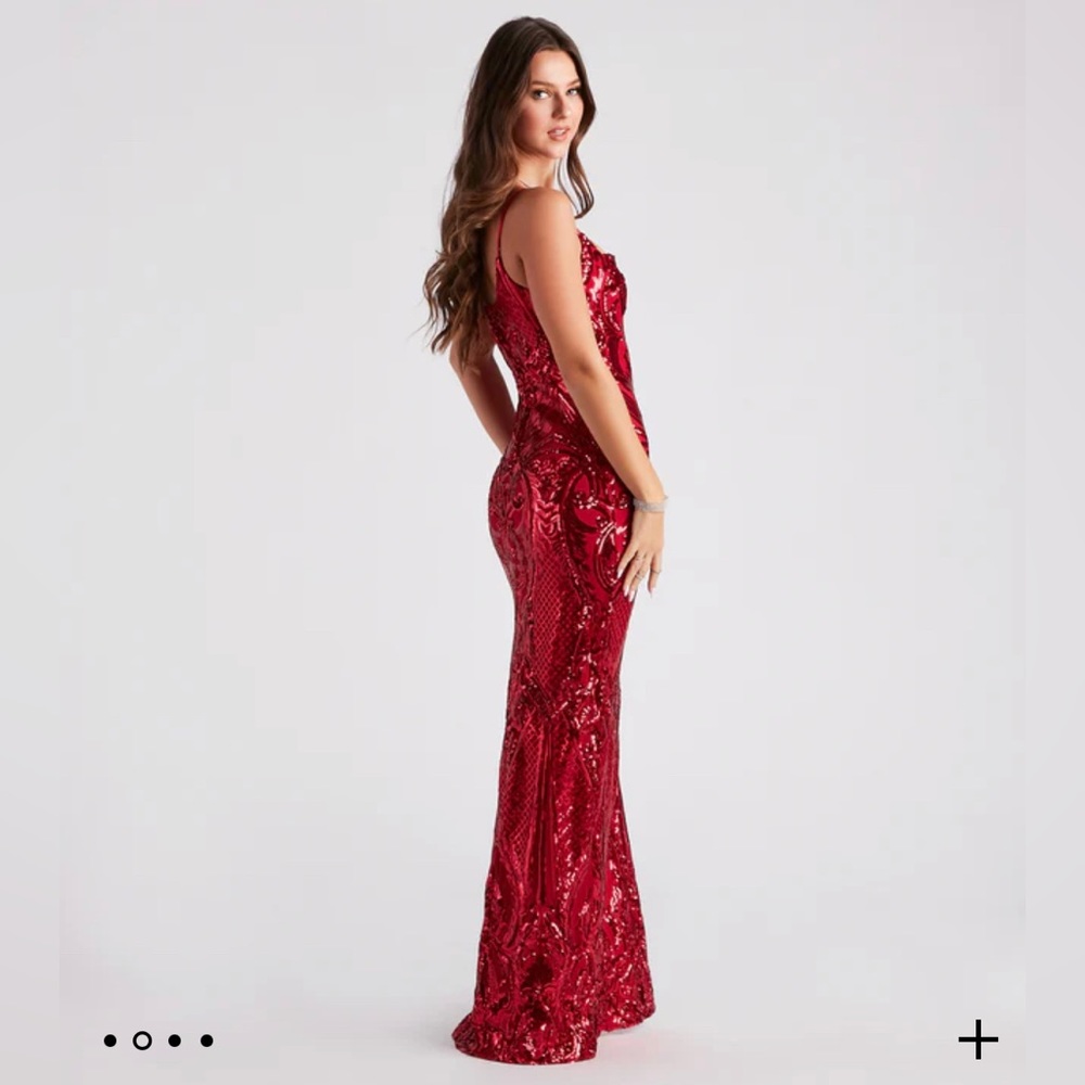 red sequin prom dress
